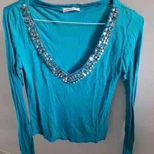 Nirvana Top Medium LowCut Sexy V Neck Blue NIRVANA